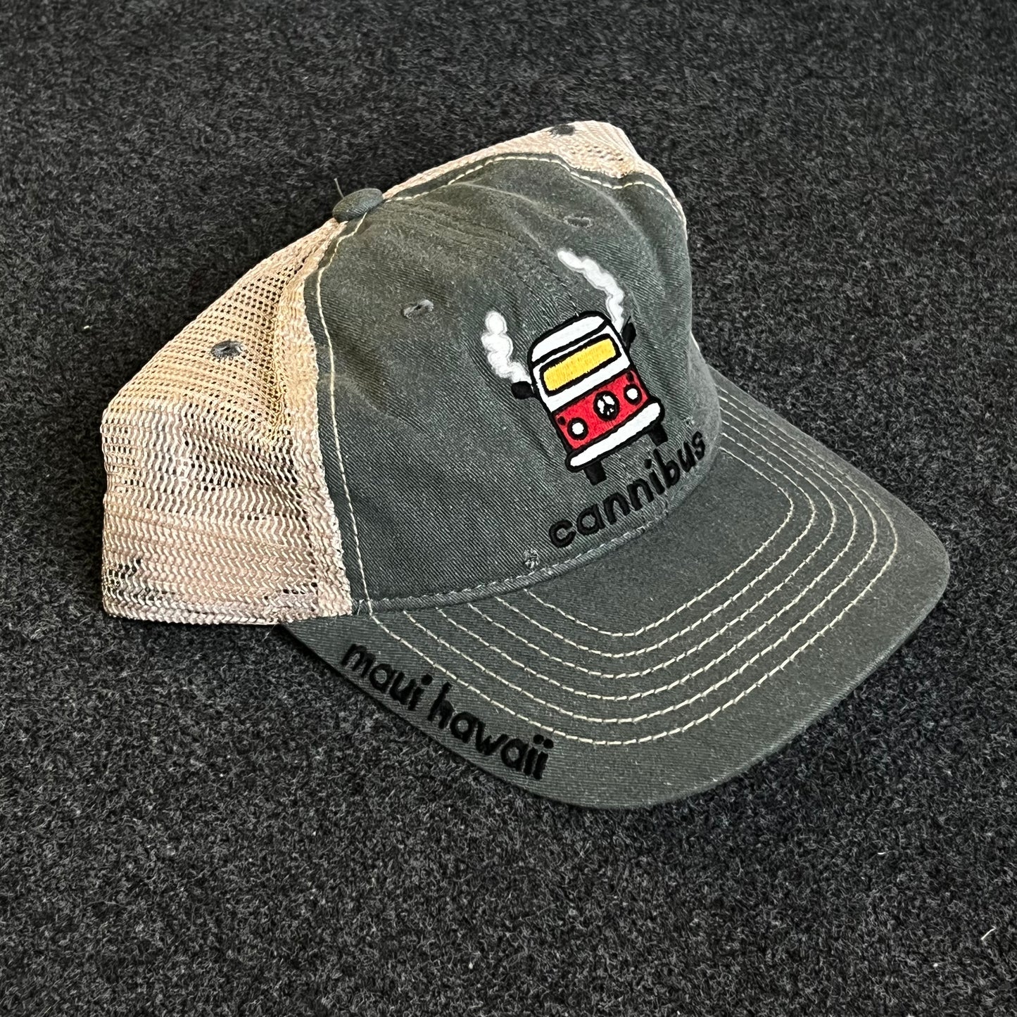 Mesh Trucker Cap – Sage Green & Khaki Mesh (“cannibus” Van Patch)