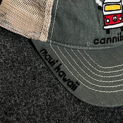 Mesh Trucker Cap – Sage Green & Khaki Mesh (“cannibus” Van Patch)