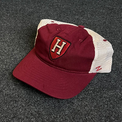 Harvard Mesh Trucker Cap – Crimson & White Mesh (Shield Patch)