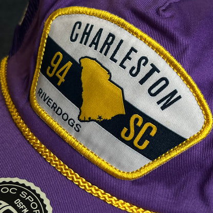 Mesh Trucker Cap – Purple & Dark Purple Mesh (“Charleston SC • 84” Patch, Rope Cord)