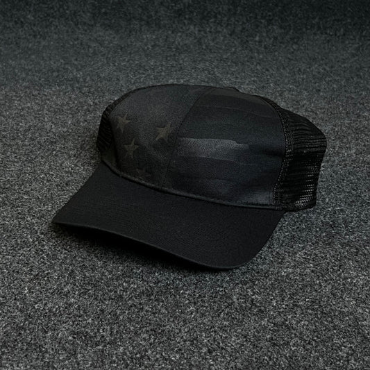 American Flag Patch Trucker Hat.