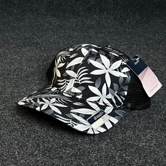 Black Tropical Floral Trucker Hat