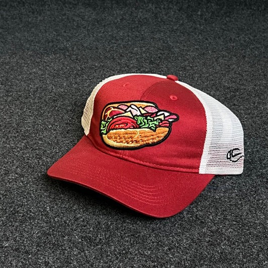 Burger Embroidered Patch Snapback Mesh Trucker Cap