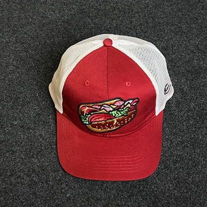 Burger Embroidered Patch Snapback Mesh Trucker Cap