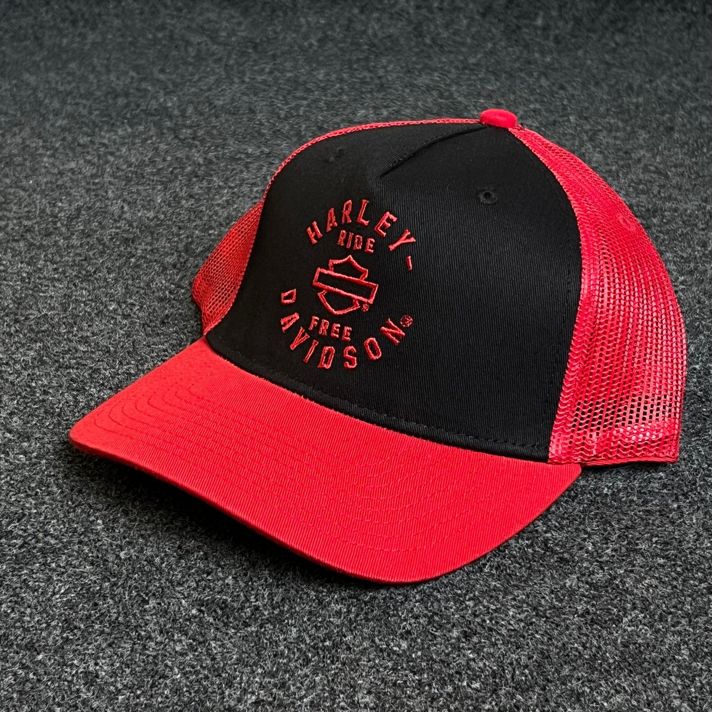 Harley-Davidson Red & Black Mesh Trucker Cap
