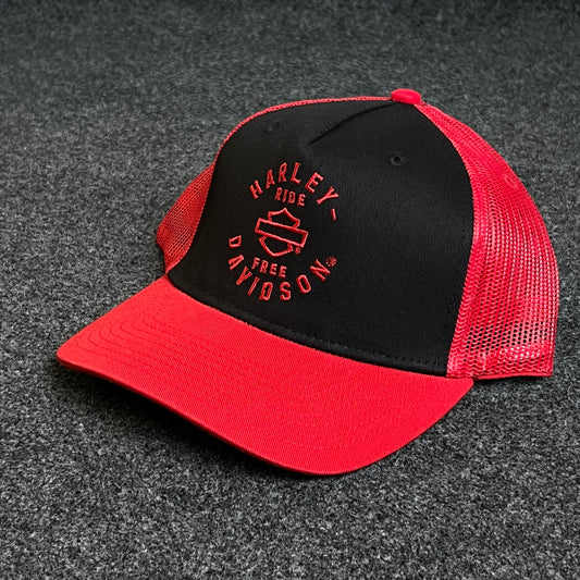 Harley-Davidson Red & Black Mesh Trucker Cap