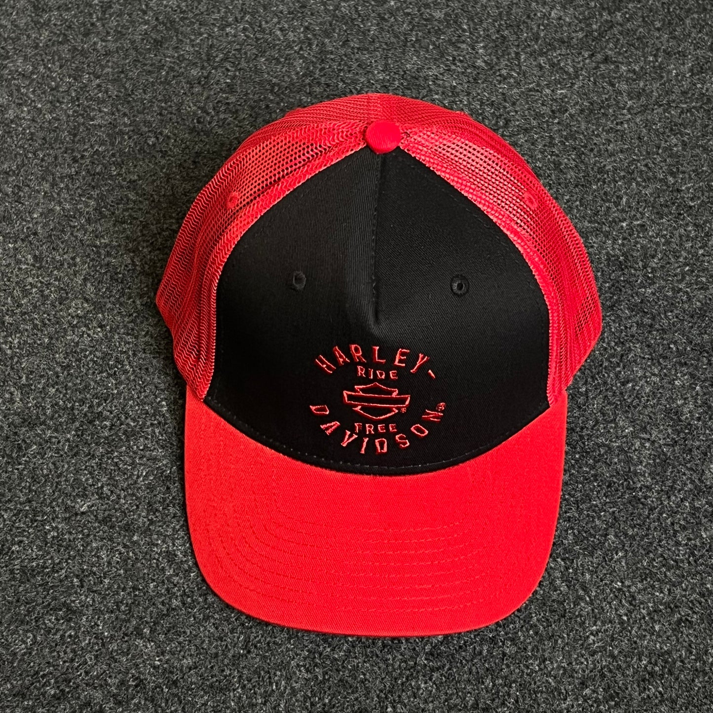 Harley-Davidson Red & Black Mesh Trucker Cap