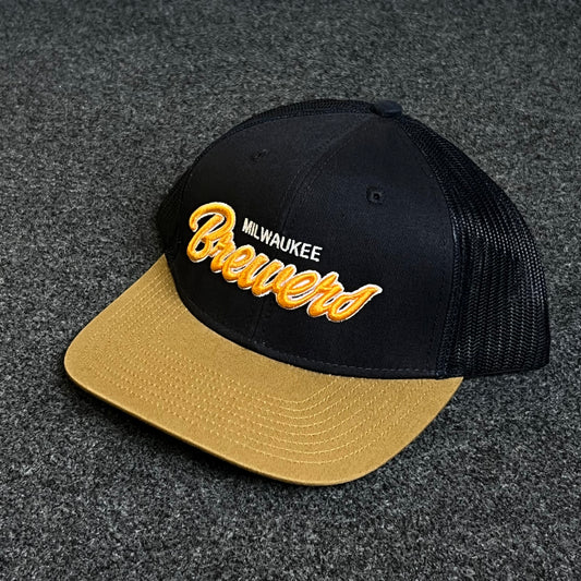 Milwaukee Brewers Script Trucker Adjustable Hat
