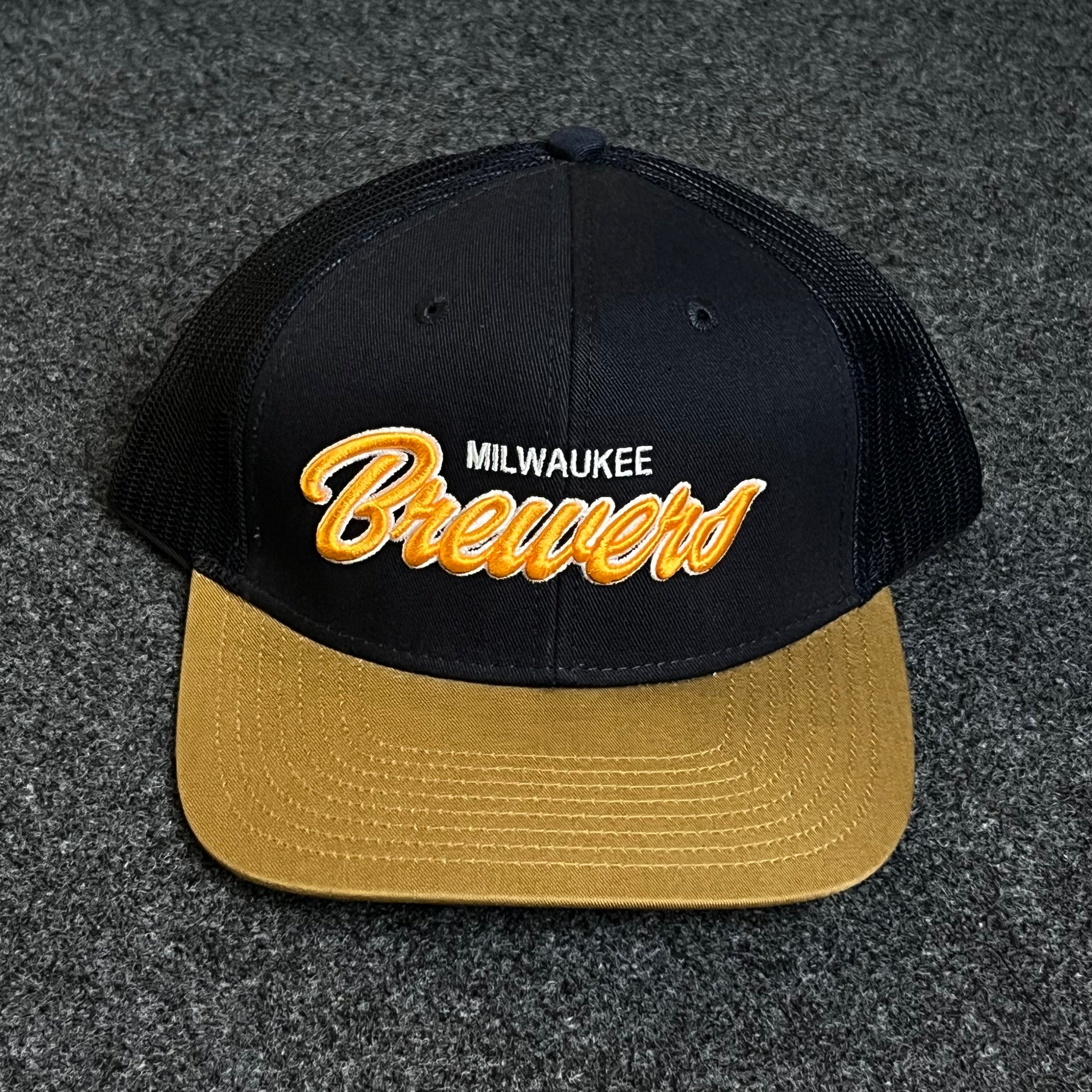Milwaukee In Script Milwaukee Brewers Script Trucker Adjustable Hat – CapOn