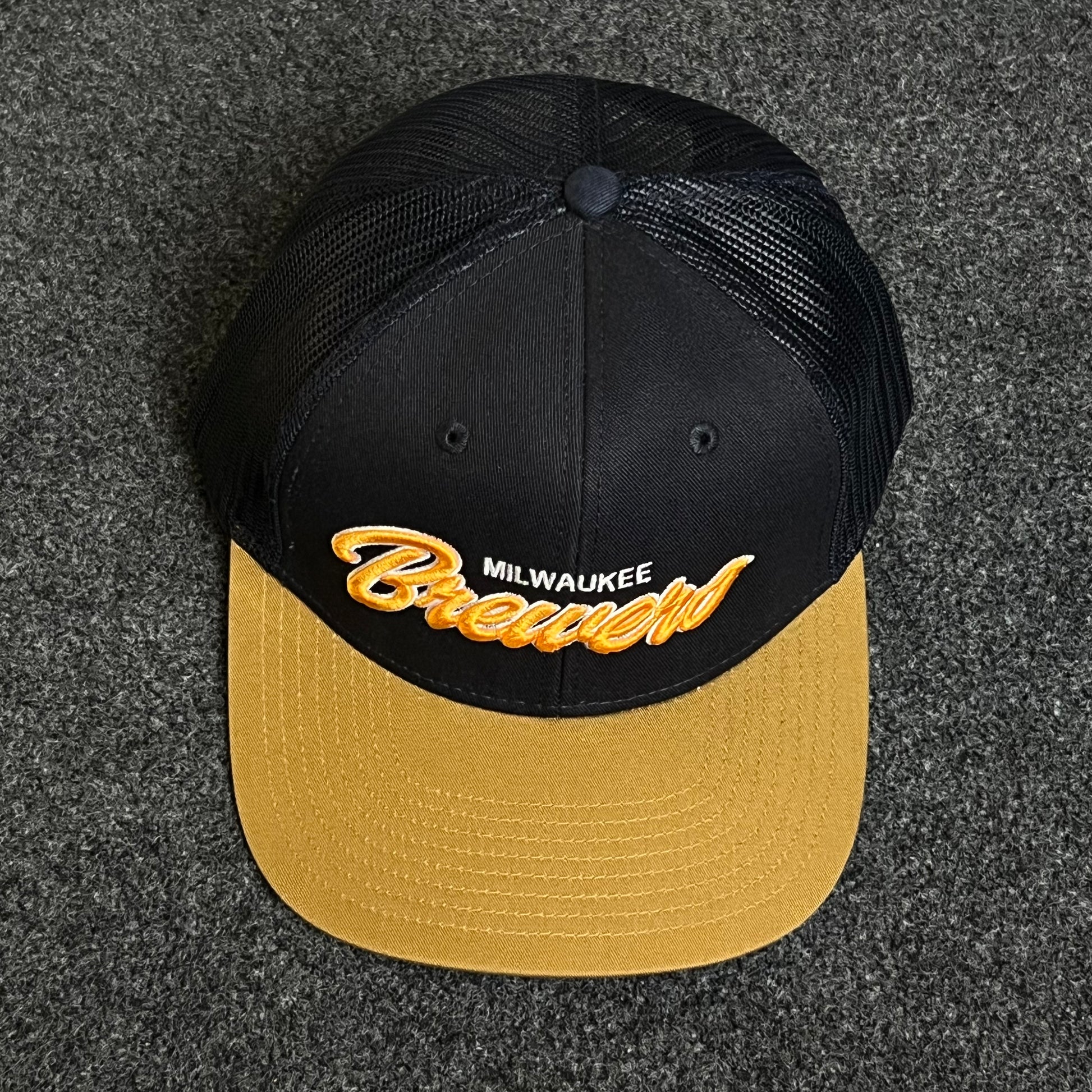 Milwaukee In Script Milwaukee Brewers Script Trucker Adjustable Hat – CapOn