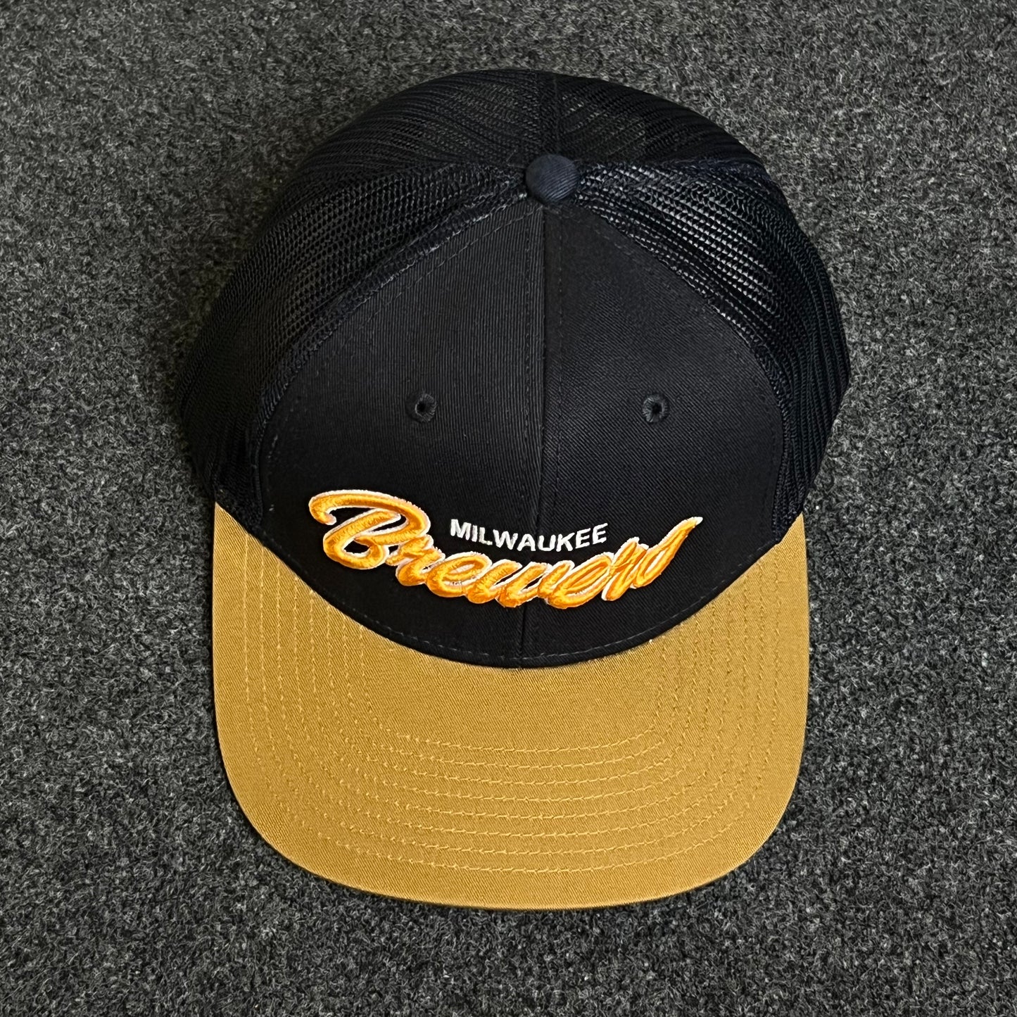 Milwaukee Brewers Script Trucker Adjustable Hat