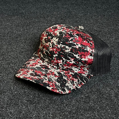 Red Static Camo Mesh Trucker Hat