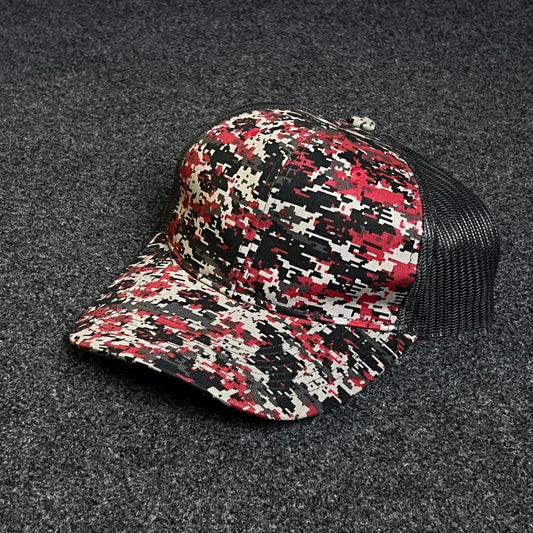 Red Static Camo Mesh Trucker Hat