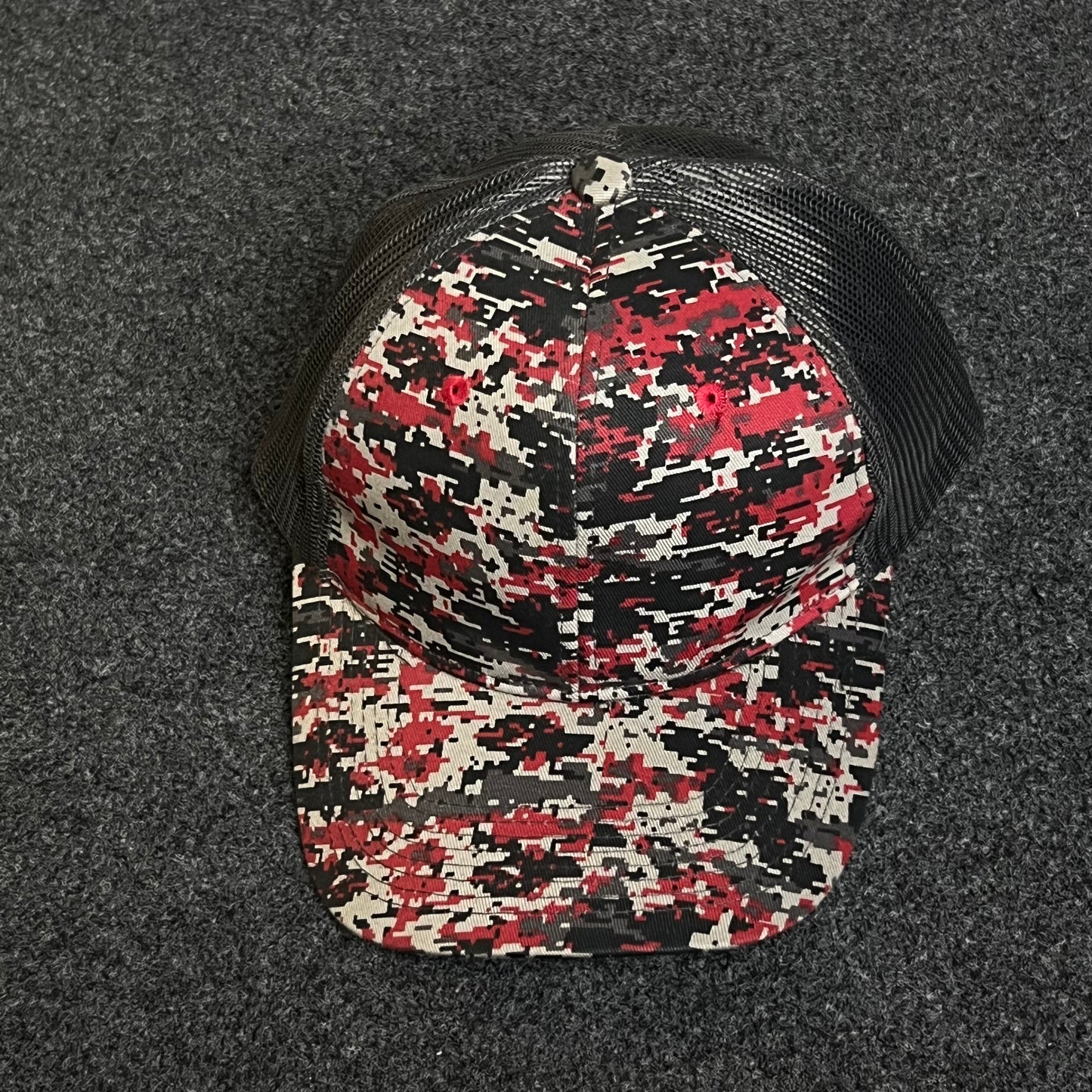 Red Static Camo Mesh Trucker Hat