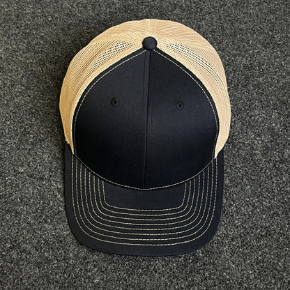 Blank Navy/Beige Mesh Trucker Hat