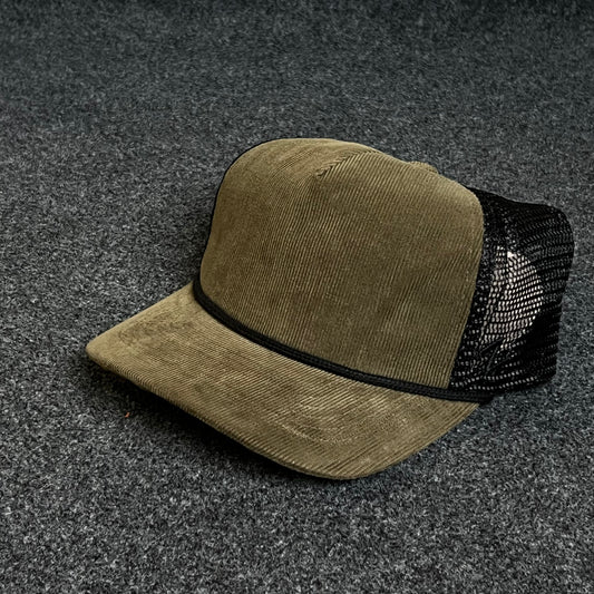 Blank Brown Corduroy Rope Trucker Hat