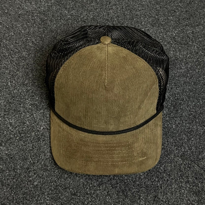 Blank Brown Corduroy Rope Trucker Hat