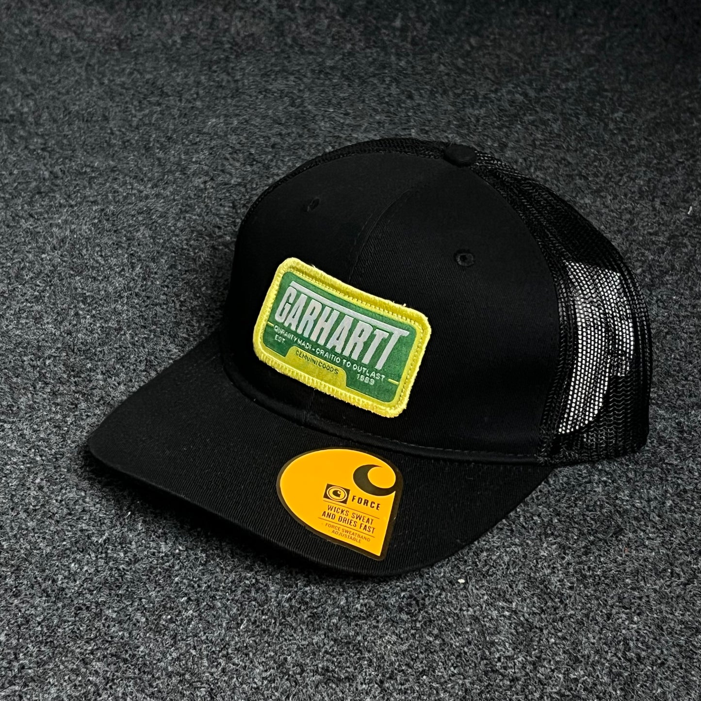 Carhartt Green Patch Black Mesh Cap