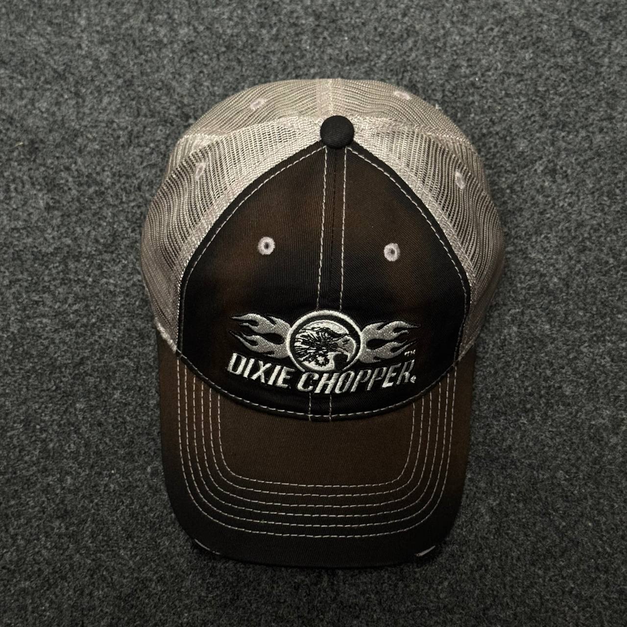 Dixie Chopper Flame Logo Distressed Mesh Trucker Cap