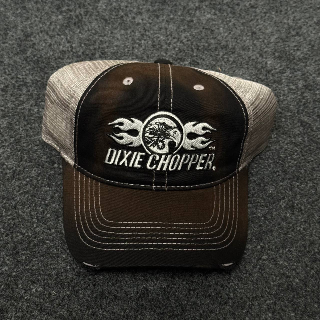Dixie Chopper Flame Logo Distressed Mesh Trucker Cap