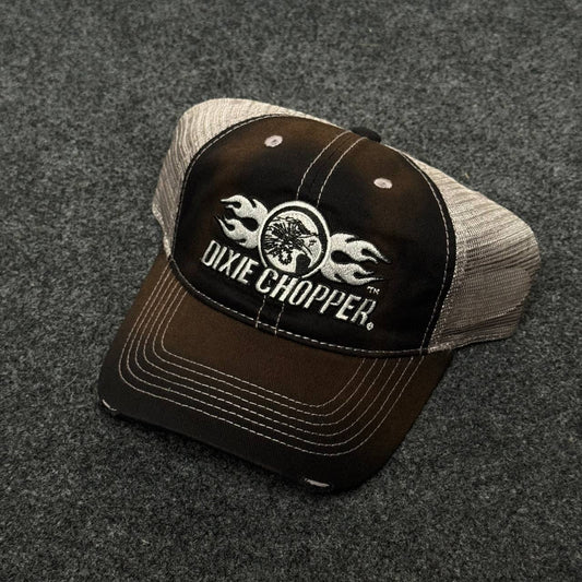 Dixie Chopper Flame Logo Distressed Mesh Trucker Cap