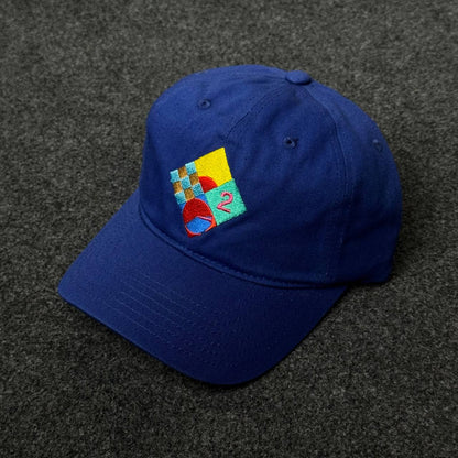 Blue Cap with A Geometric Patch Featuring The Number 2