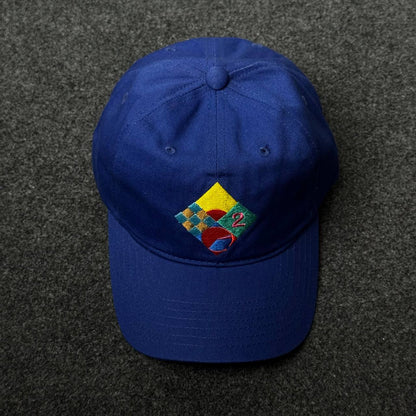 Blue Cap with A Geometric Patch Featuring The Number 2